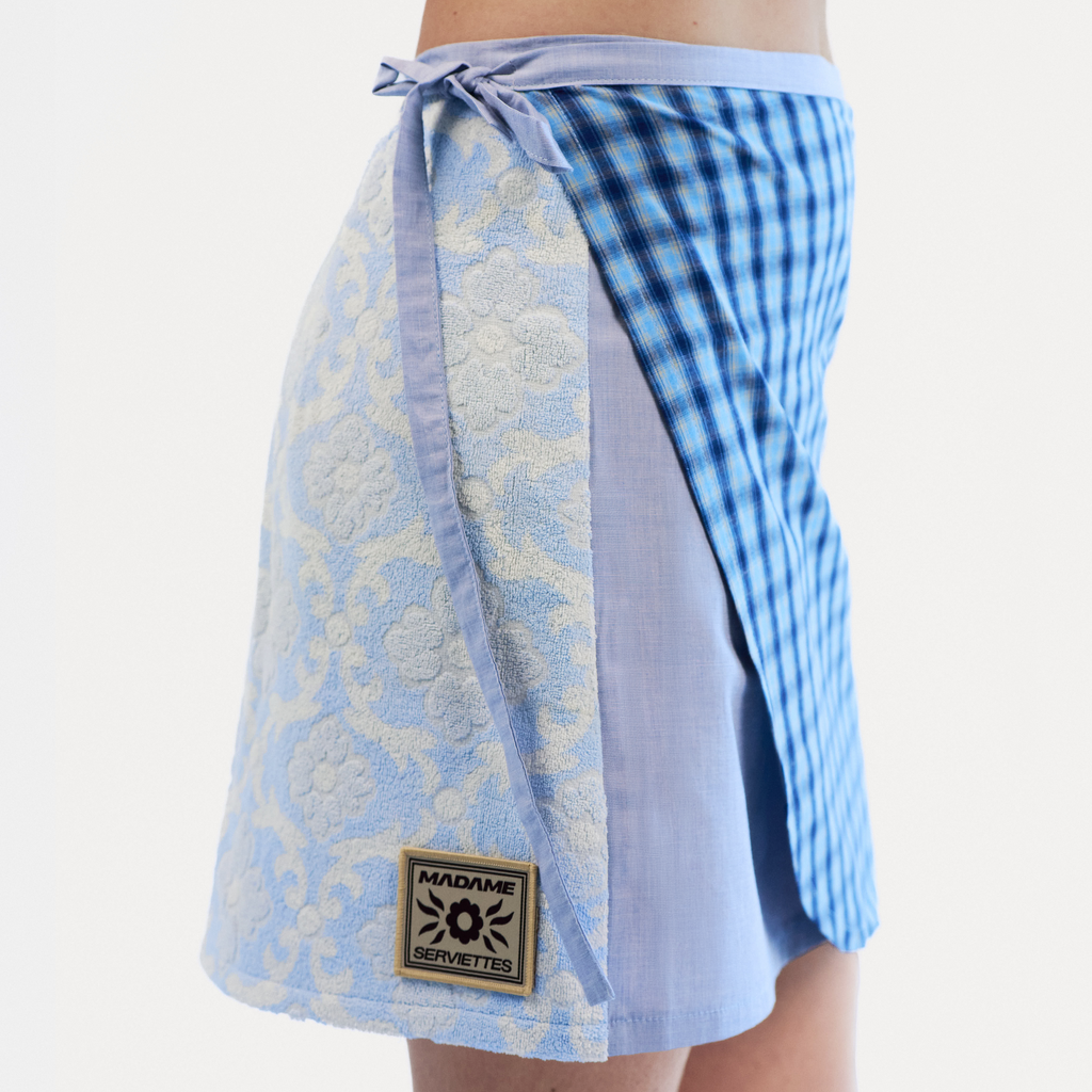 POST-SURF WRAP SKIRT L - Blue & White