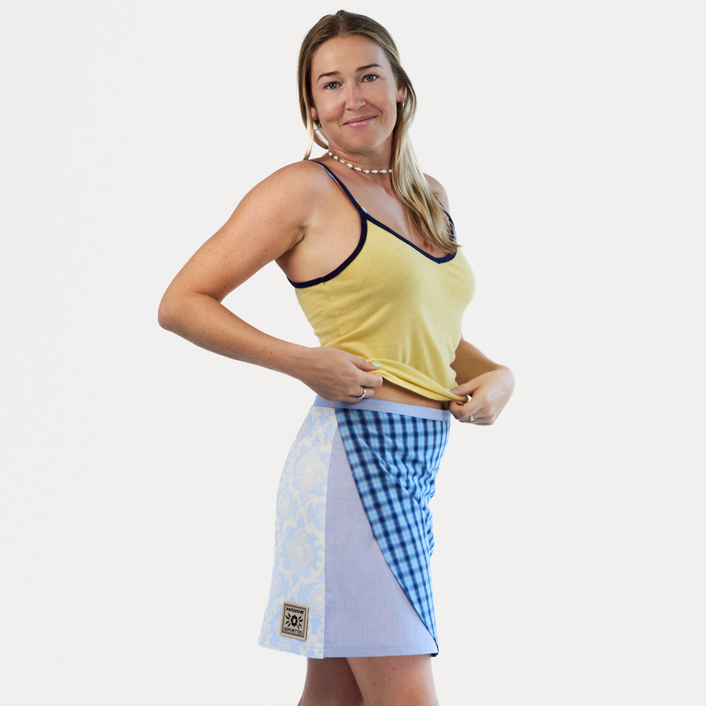 POST-SURF WRAP SKIRT L - Blue & White