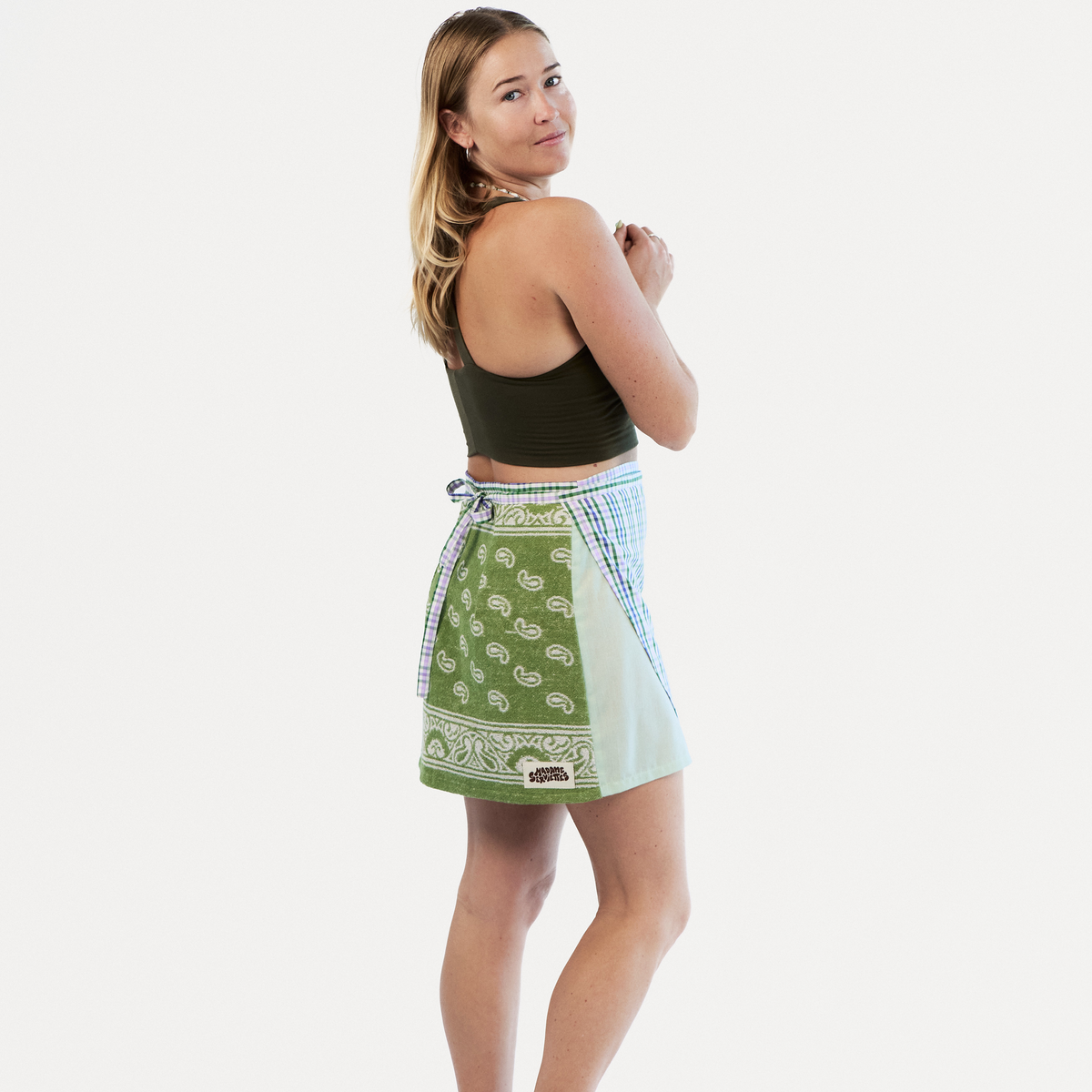 POST-SURF WRAP SKIRT M - Yellow & Green
