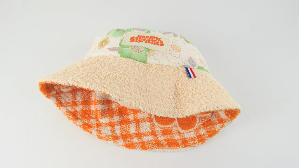 BEACH HAT REVERSIBLE M - Orange & White
