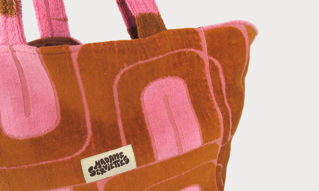 OVERSIZED BEACH BAG - Pink & Brown