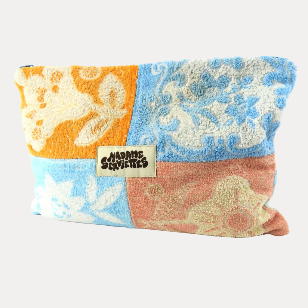 OVERSIZED ZIP & CLIP POUCH - Orange & Blue