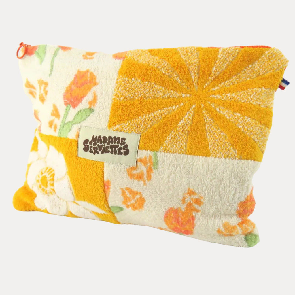 OVERSIZED ZIP & CLIP POUCH - Orange & Floral