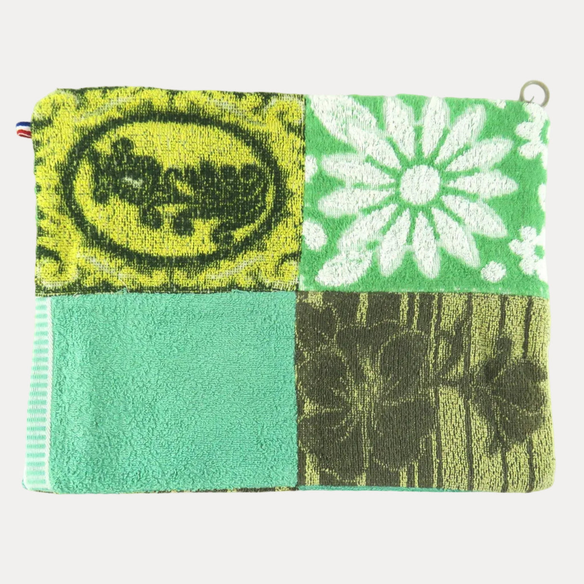 OVERSIZED ZIP & CLIP POUCH - Green & White