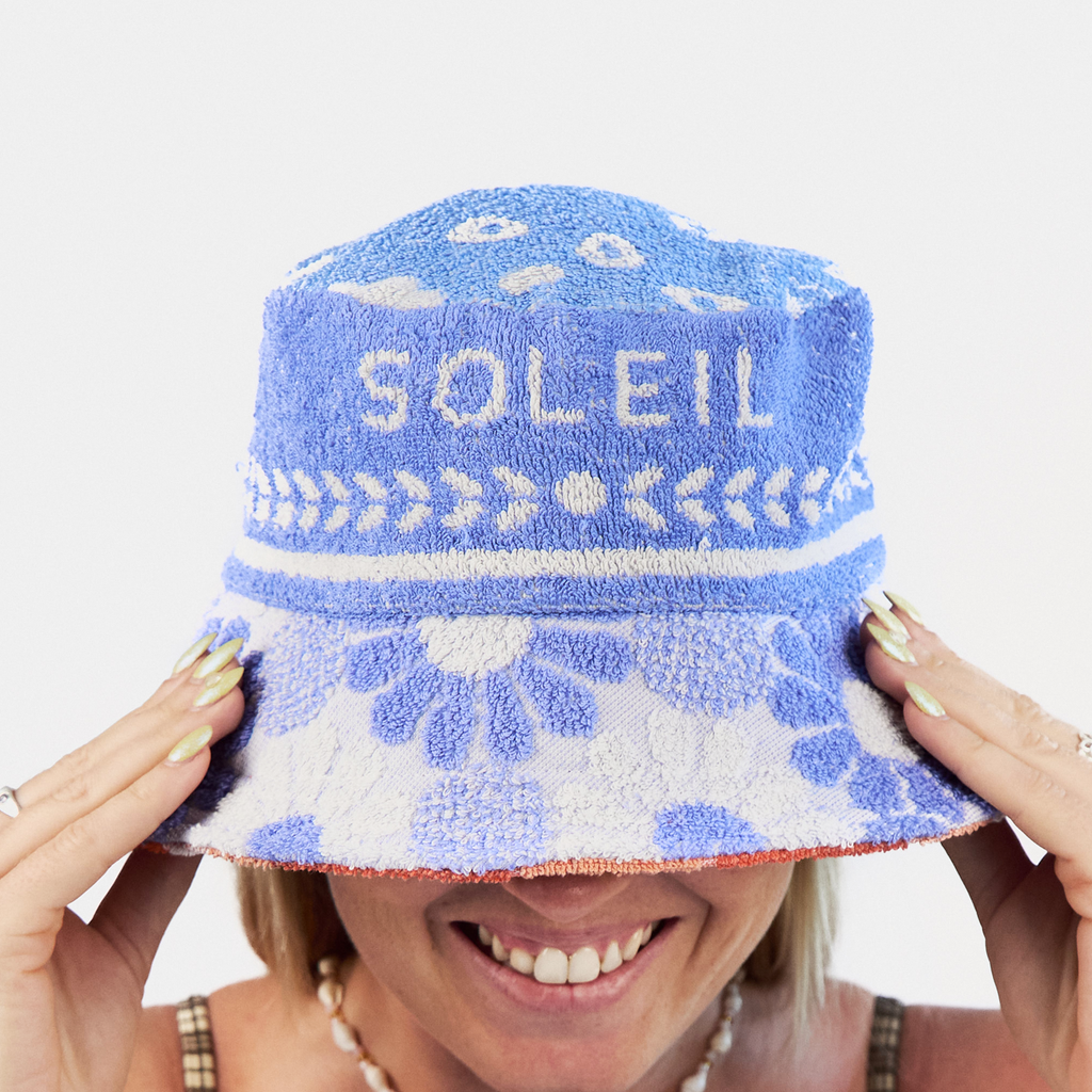 DOUBLE SIDED BUCKET HAT M - Blue & Orange
